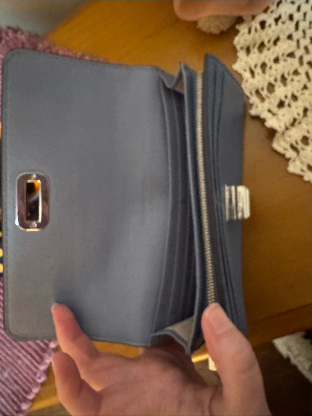 Michael Kors Blue Pebbled Leather Continental Turn Lock Wallet - Picture 6 of 7